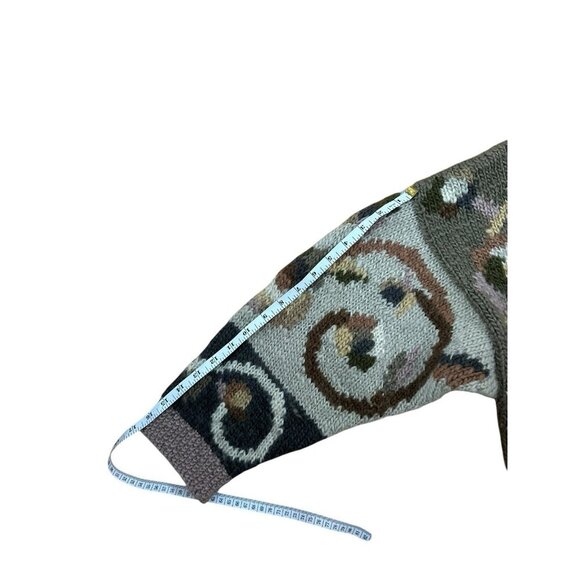 Tara Handknits Heavy Wool Hand-Knit Trellis Art Wear Sweater Nepal Cardigan L - Picture 7 of 11